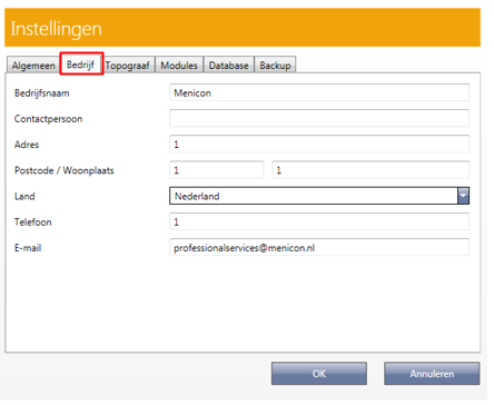 4. Instellingen - Bedrijf